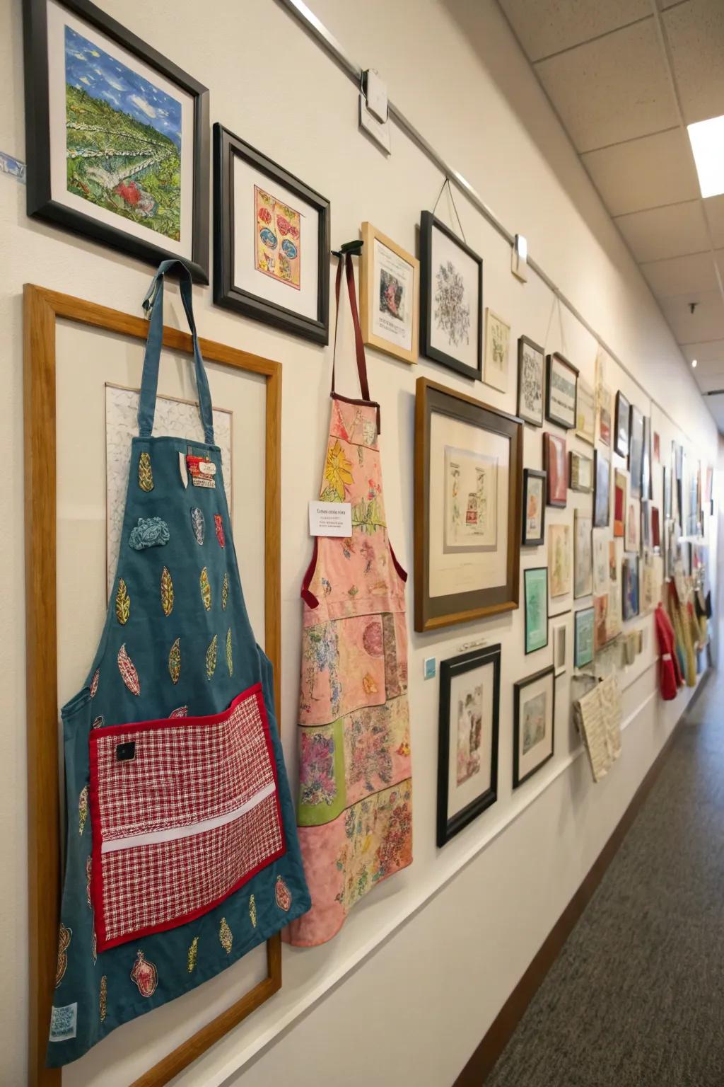 An apron art feature is a creative avenue to showcase your assortment.