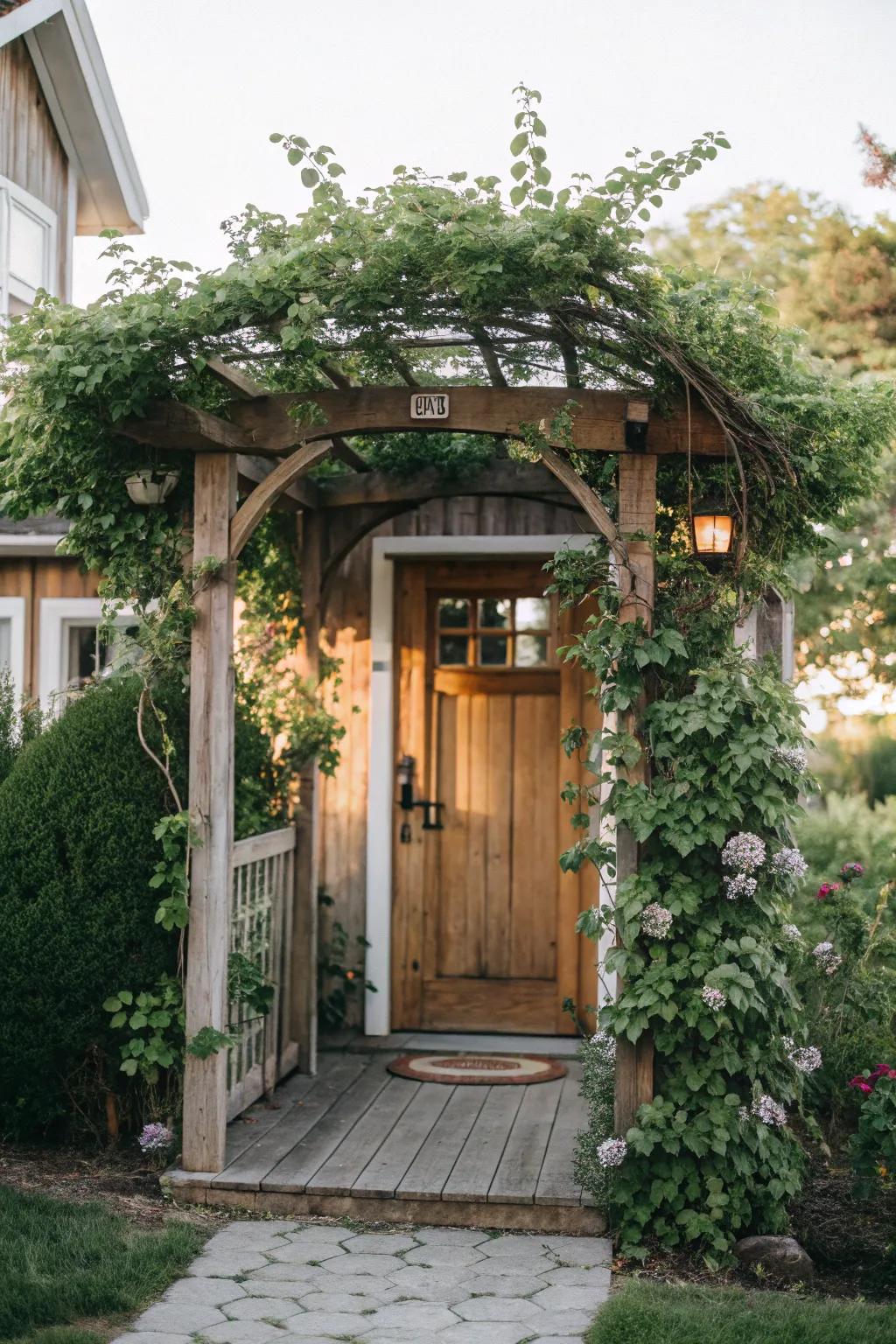 A rustic-inspired arbor for a dream-like entrance.