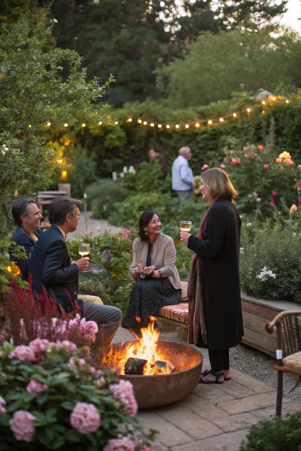 A fire hollow transforms into a snug gathering position on cooler evenings.