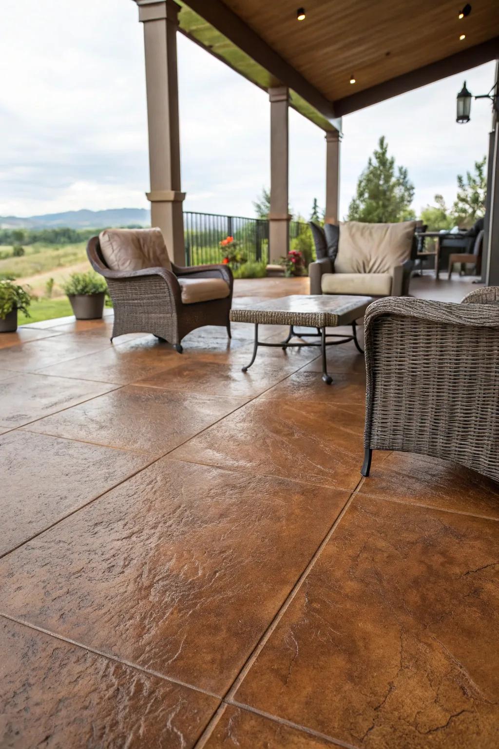 Shaded concrete furnishes adaptable and customizable patio flooring.