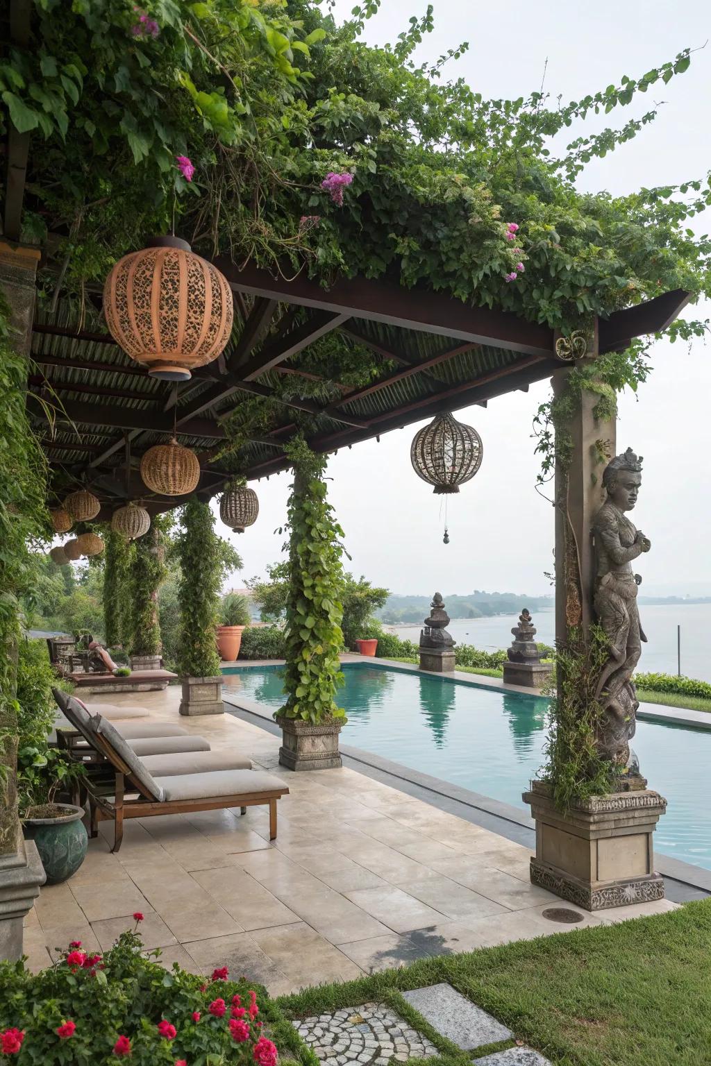 Artistic dashes personalize and improve pergola aesthetics.