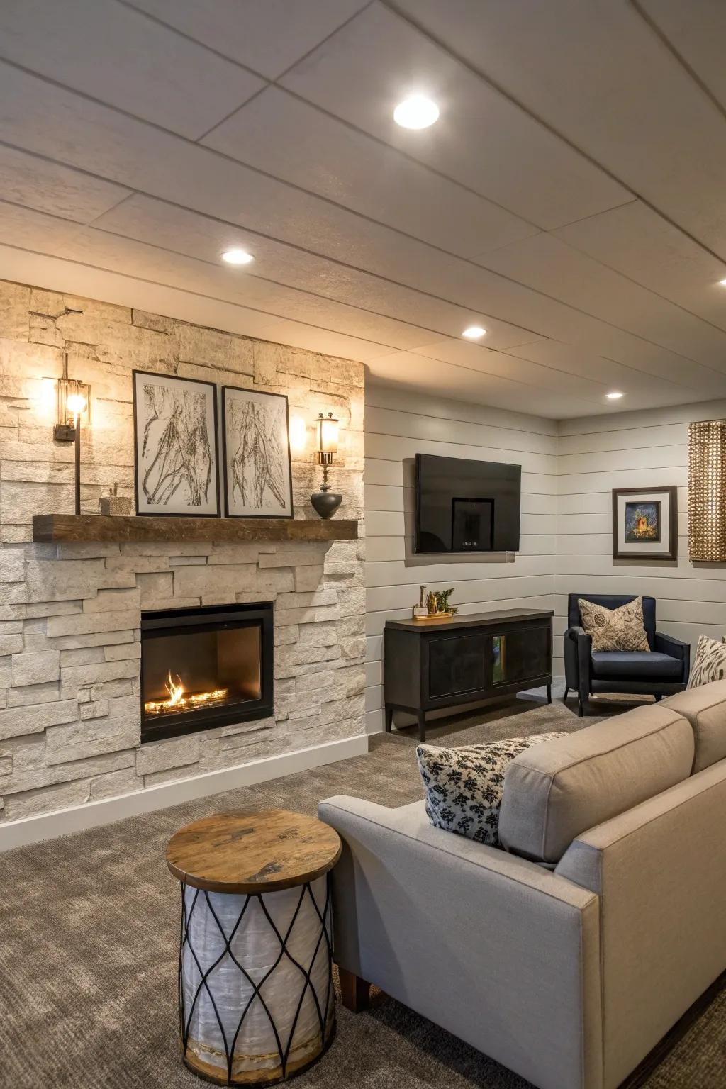 Textured walls add depth and character.