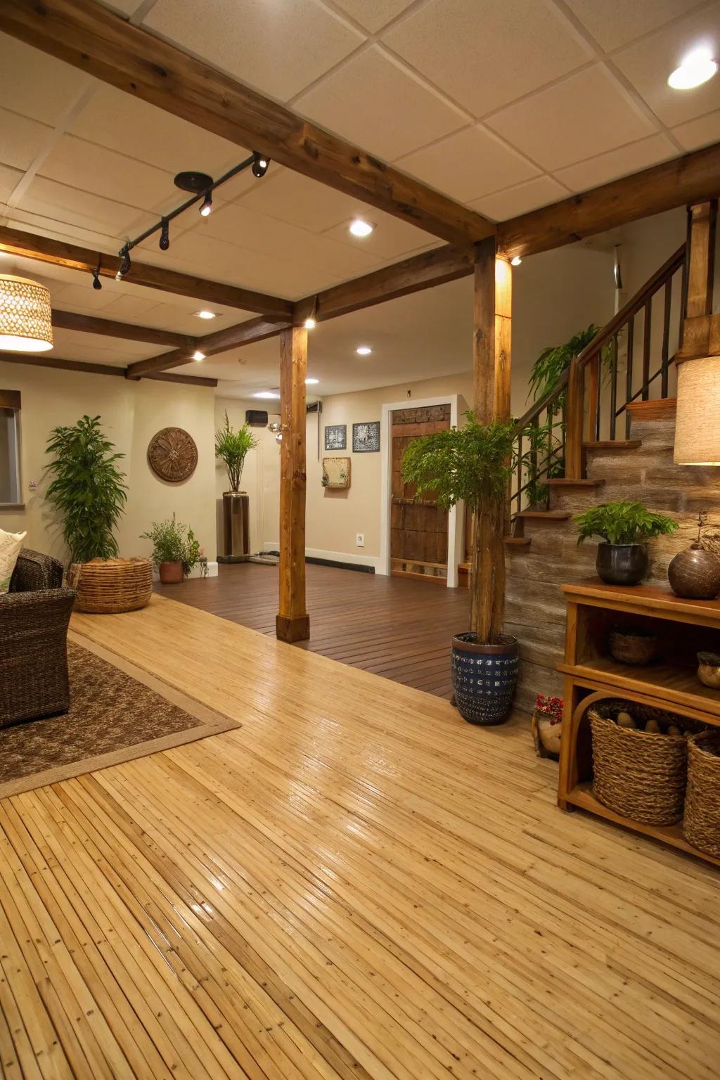 Reed flooring is a sustainable and stylish choice.