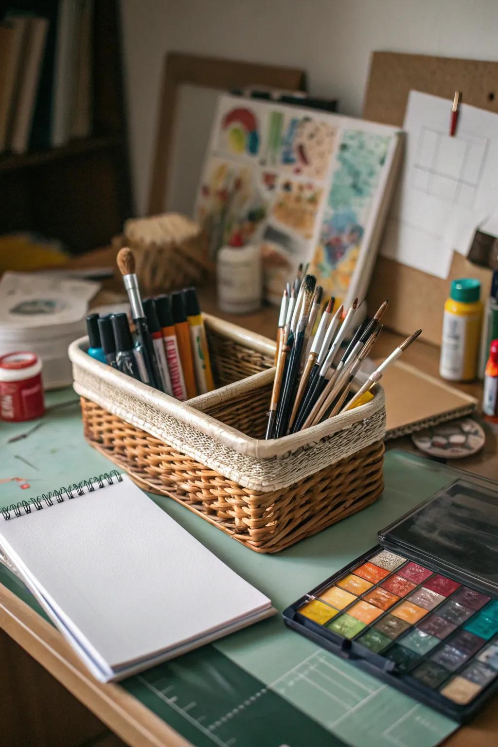 Stimulate creativity with an art-inspired basket.