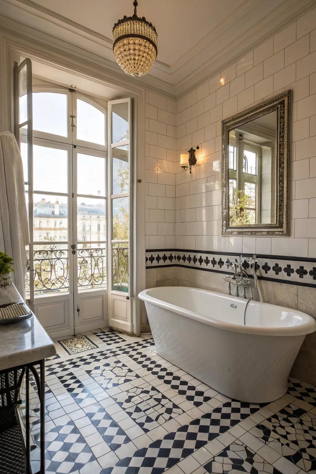 Fill your bathroom using timeless Parisian grandeur.