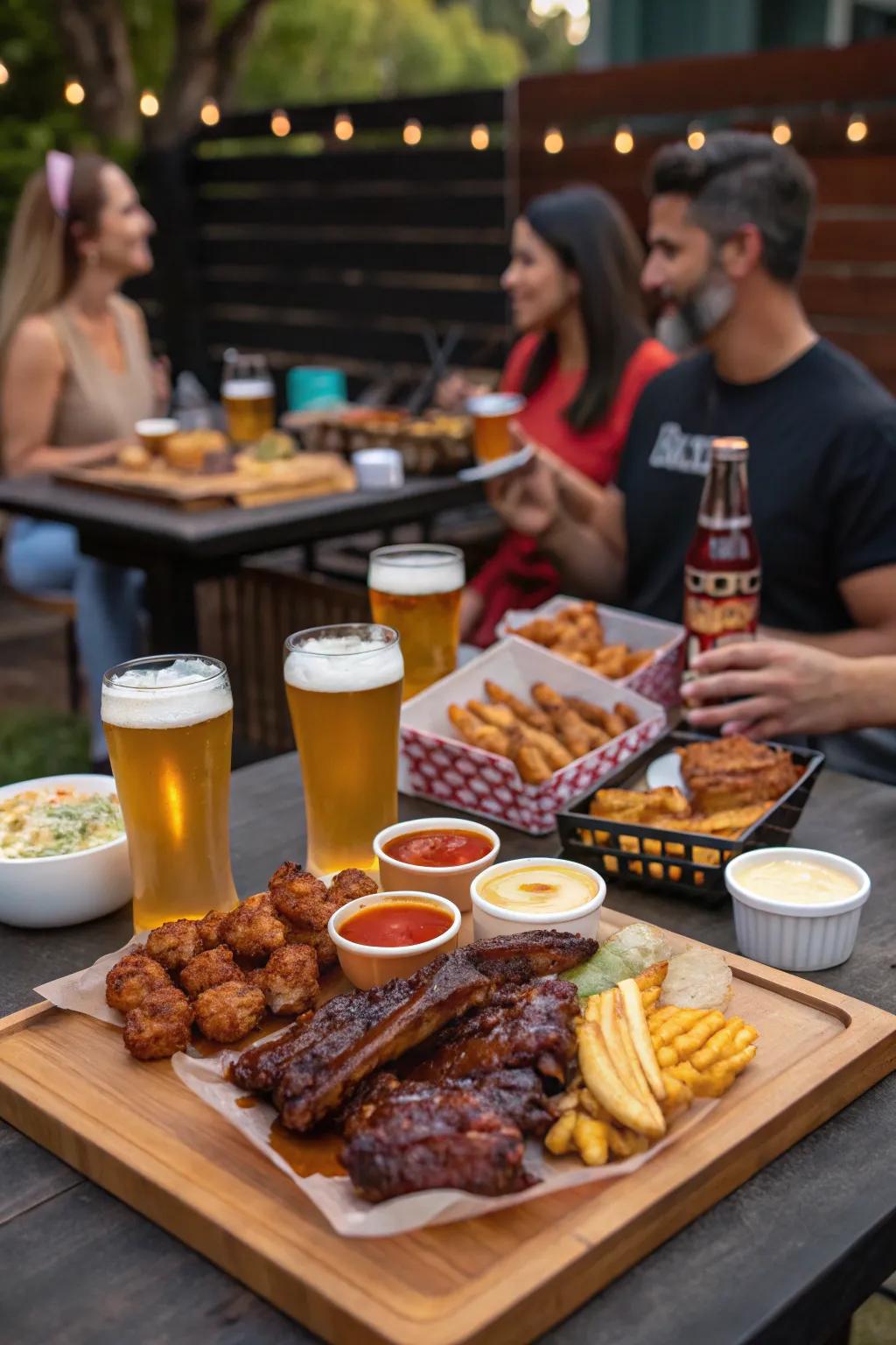 A laid-back Brew and BBQ Pairing setup.