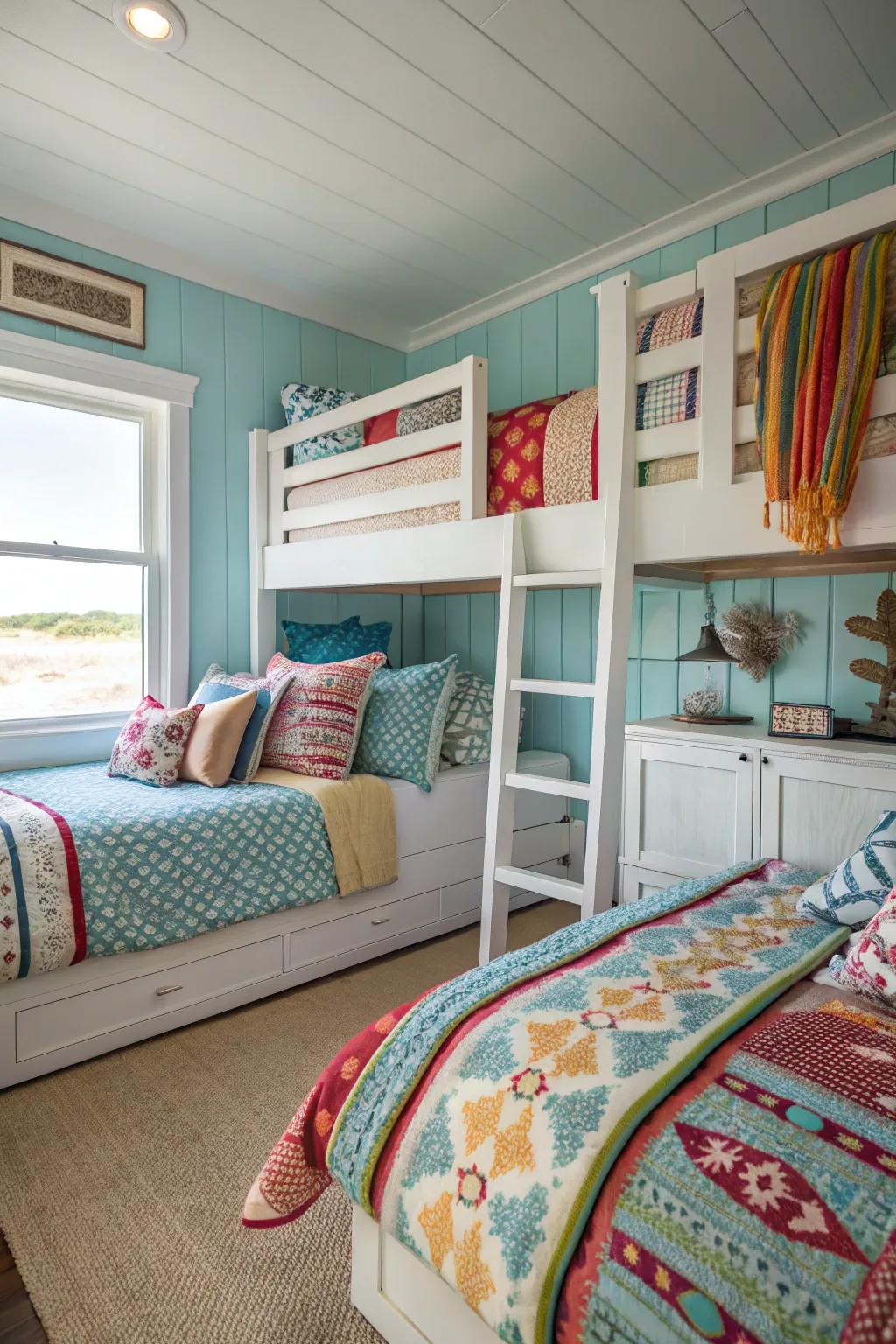 Tiered textiles introduce warmth plus personality.