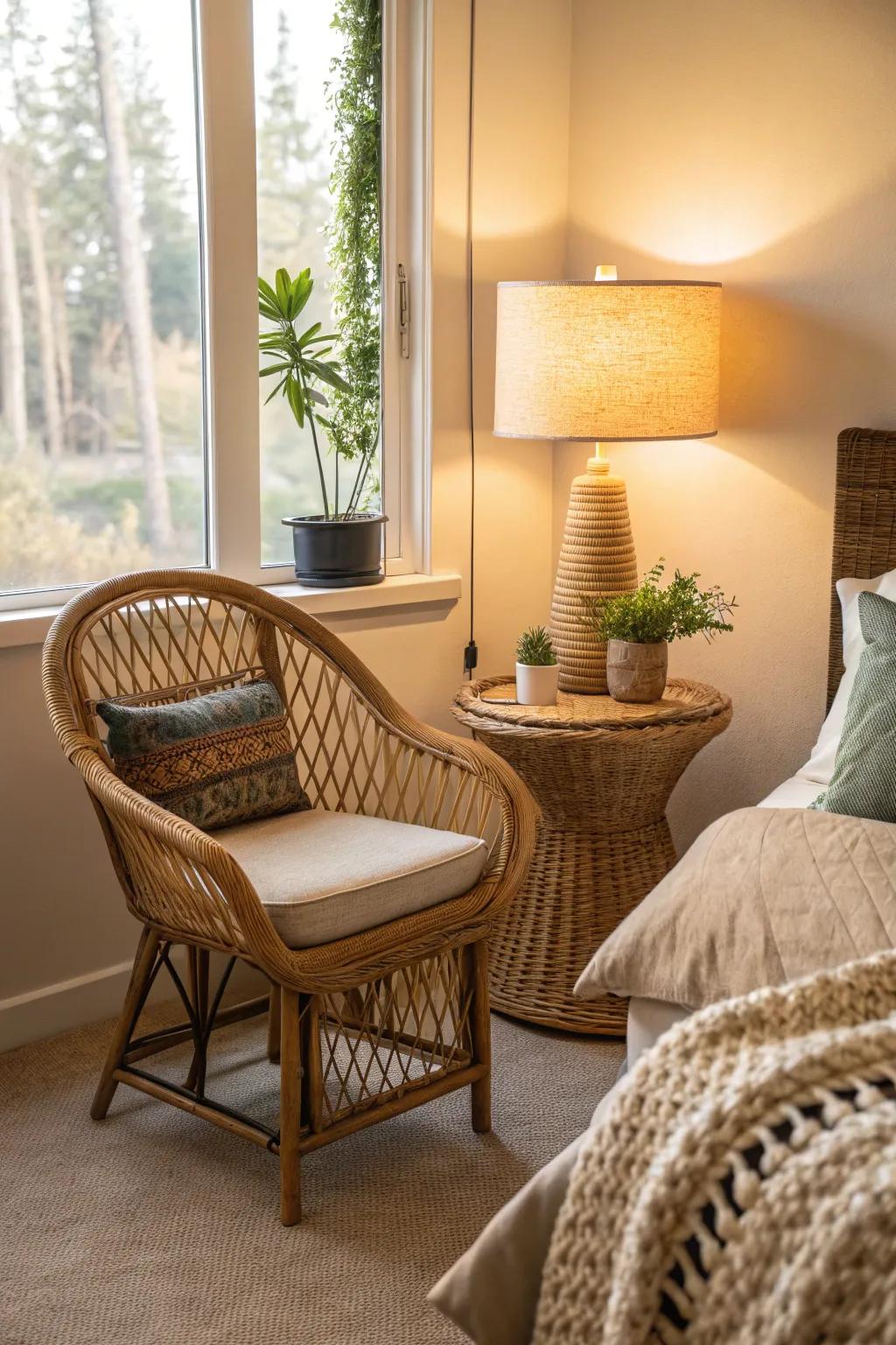 Osier furniture adds casual elegance to your coastal escape.