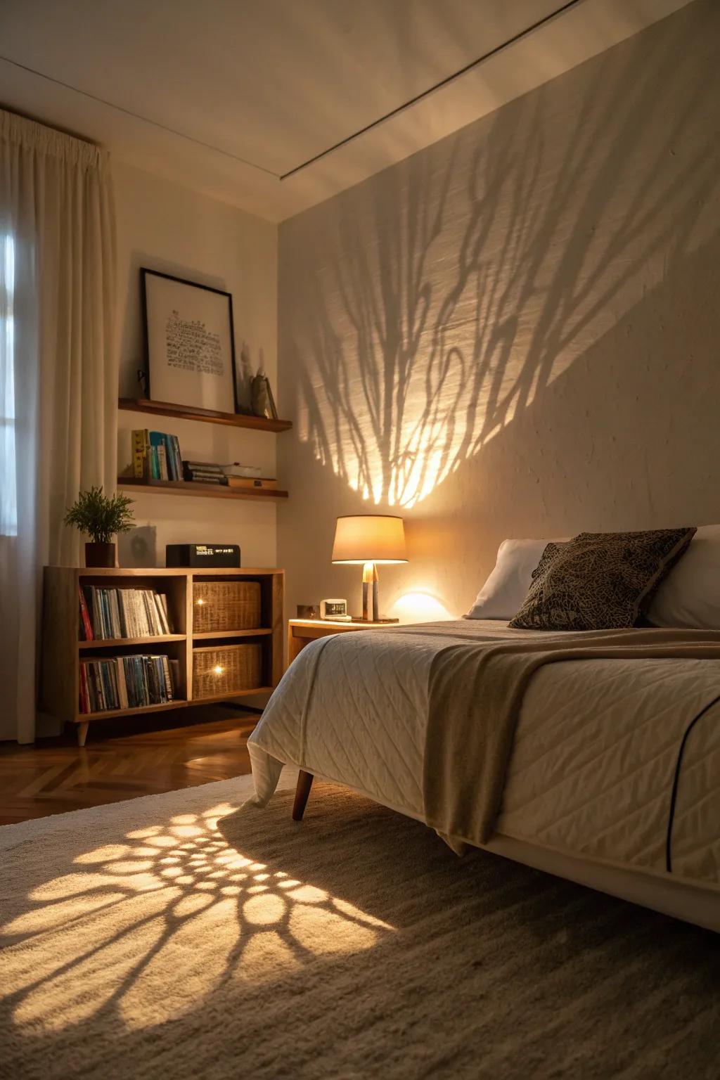 Under-bed lighting for a dreamy glow.