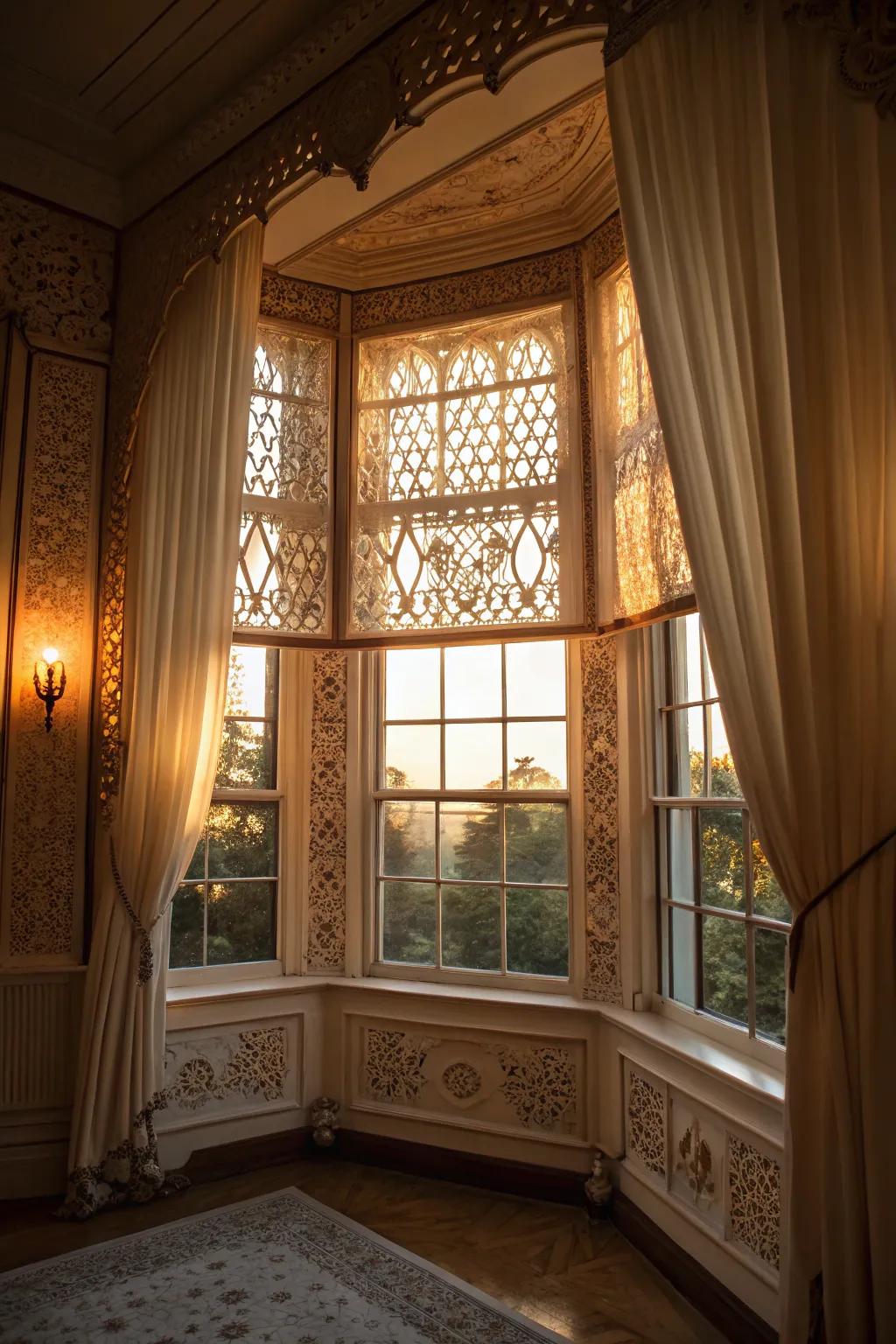 Accent lighting adds depth and makes your bay window a star.