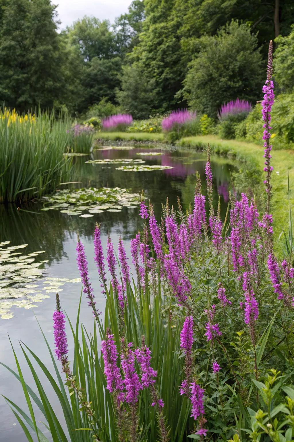 Violet Thalia introduces a dramatic and sculptural feature to your pond.