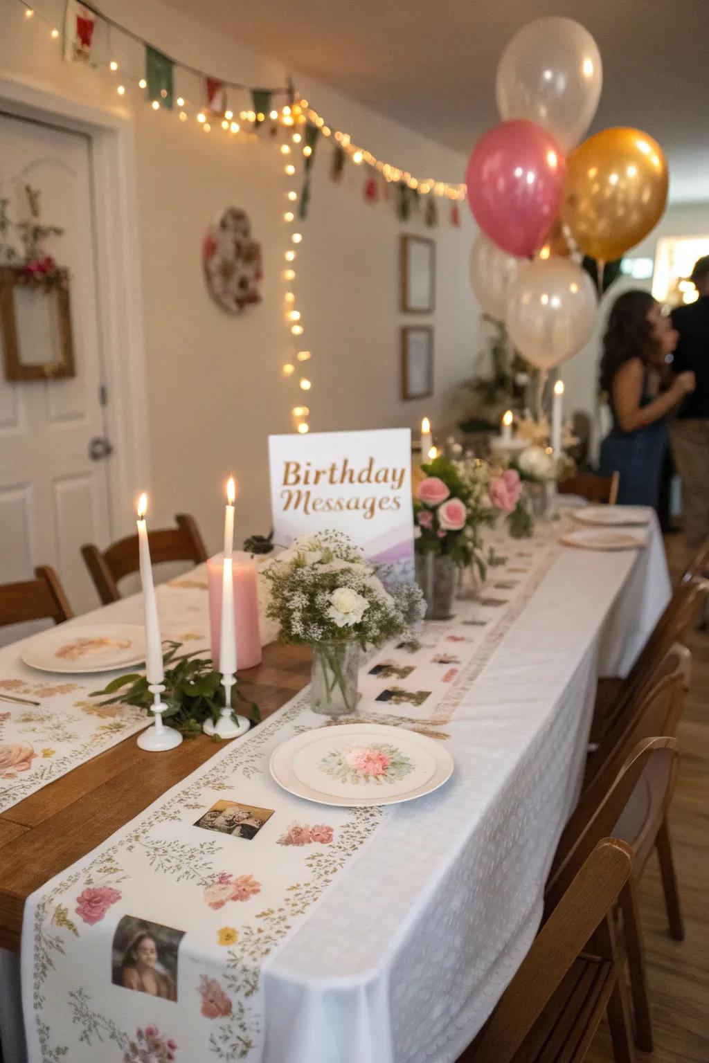 Tailored table overlays inject a distinctive touch.