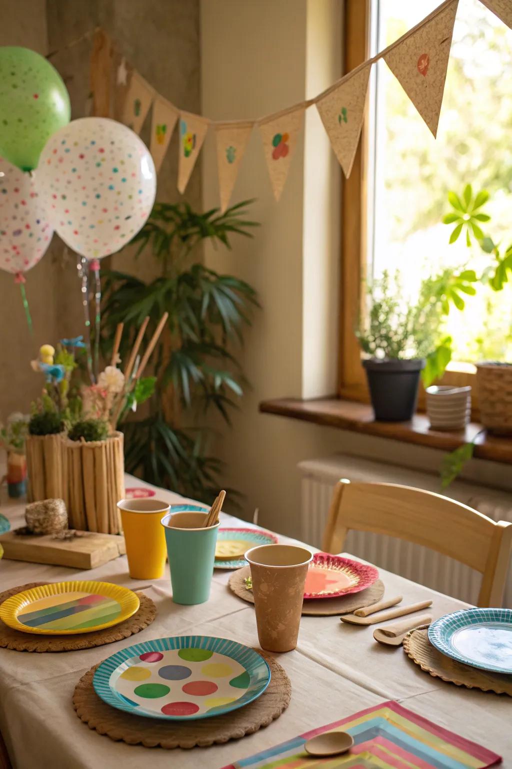 Eco-sympathetic components fashion a stunning table with a sense of responsibility.