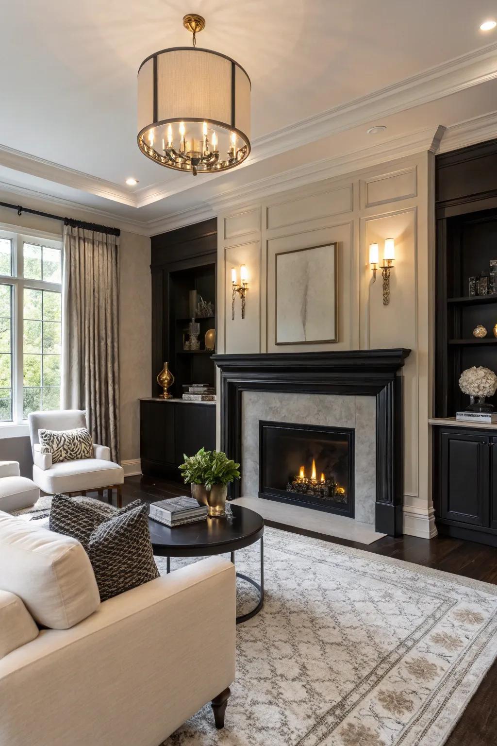 Attain understated allure through a sophisticated matte dark hearth.