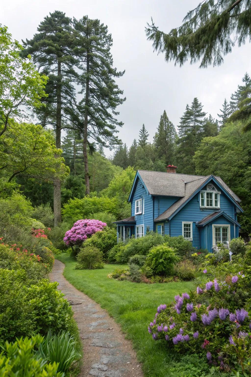 Verdure provides a vibrant contrast to blue frontages.