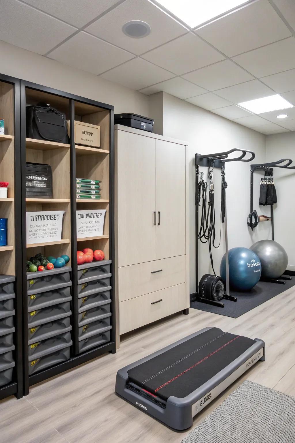 Intelligent storage solutions keep the room tidy and efficient.