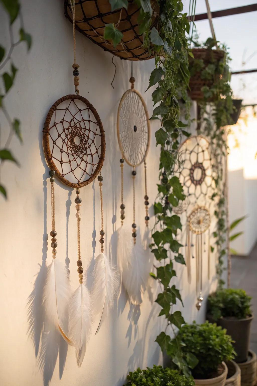 Dreamy wall accents enrich the bohemian magic.