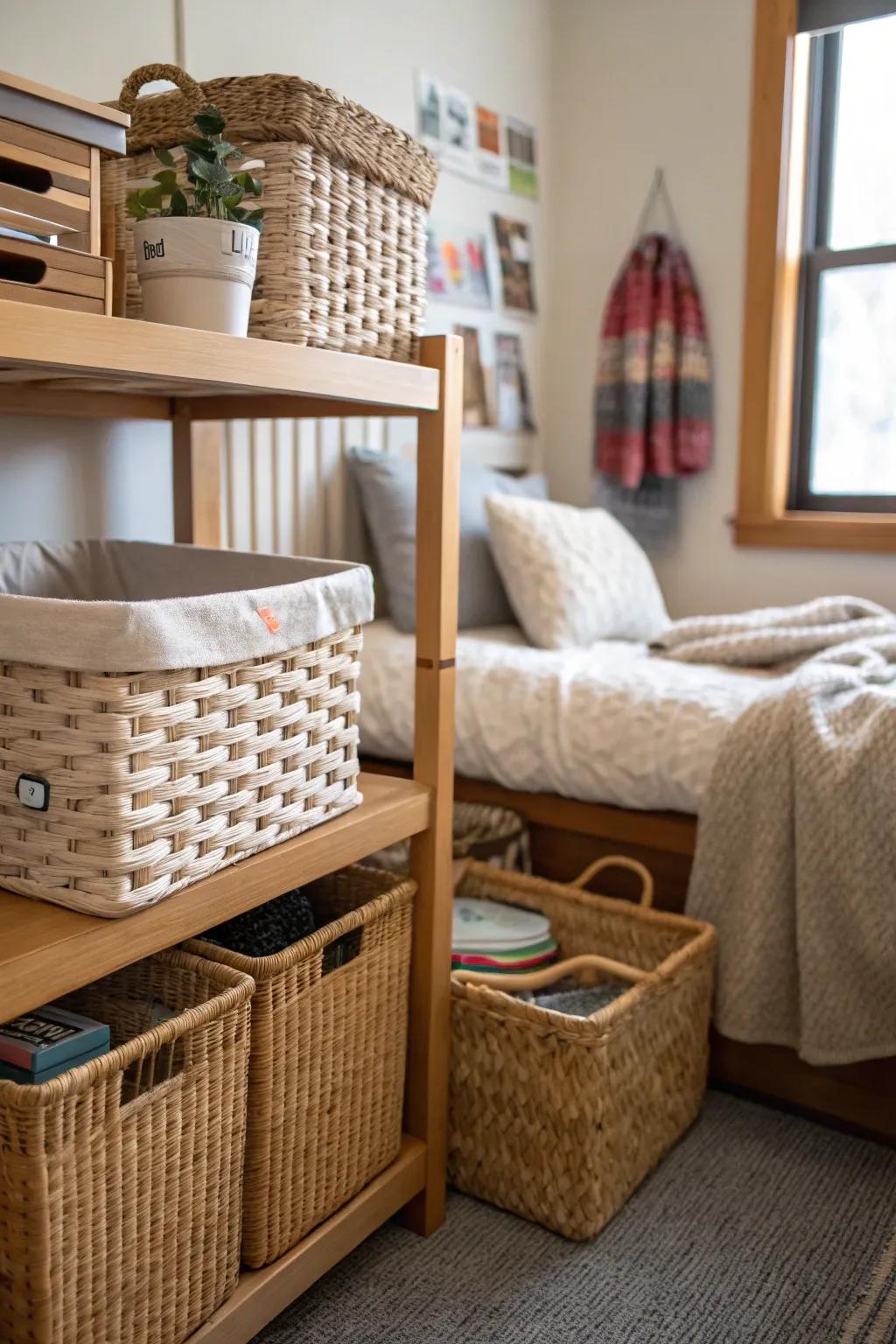 Imaginative storage enhances boho style