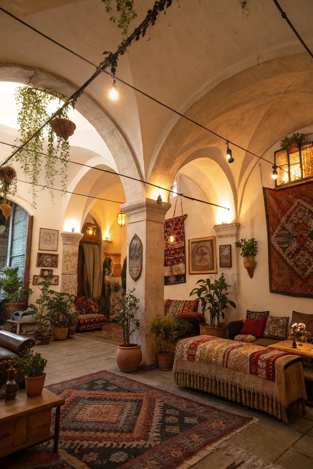 Architectural elements bring depth and character to boho design.