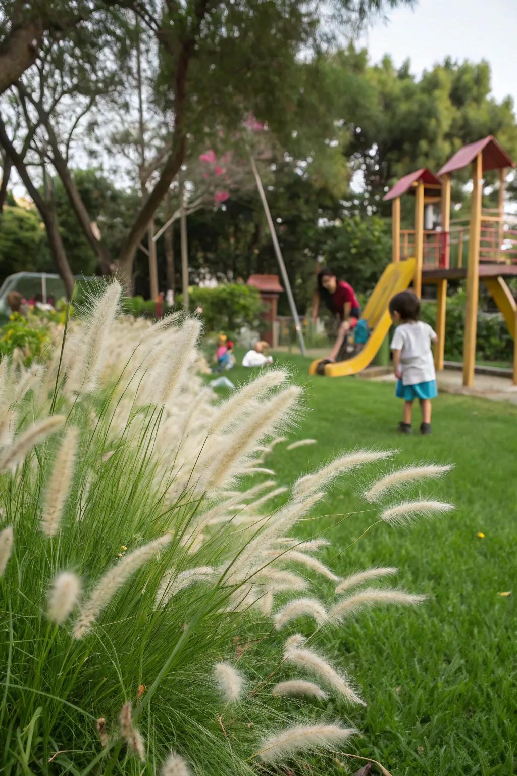 Rabbit Tails grass provides a soft, playful touch for kids.