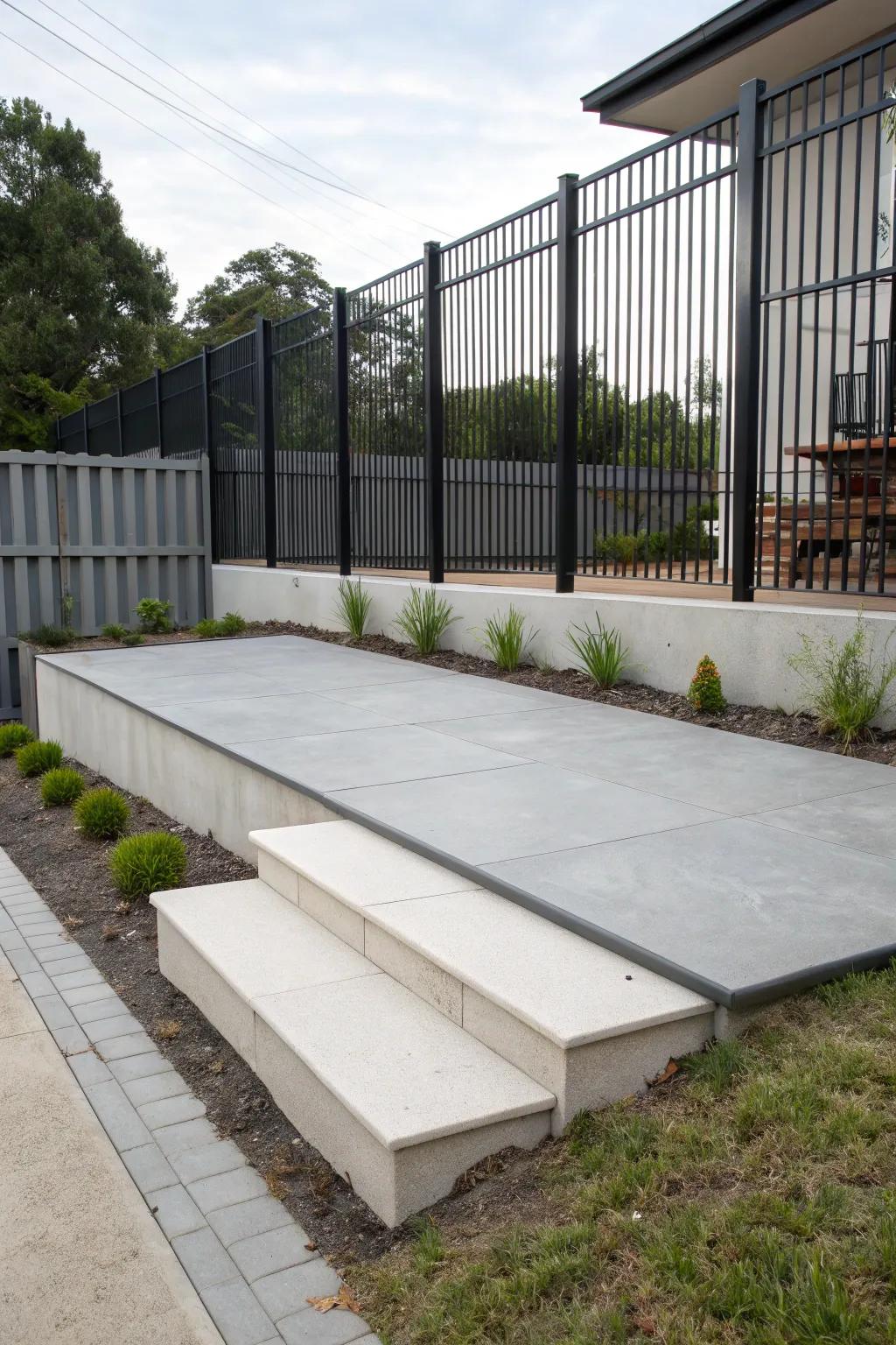 Solid surface patios offer strength and elegance.