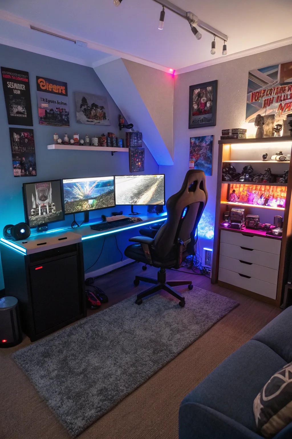 Smart lighting that syncs with gameplay adds a futuristic element.