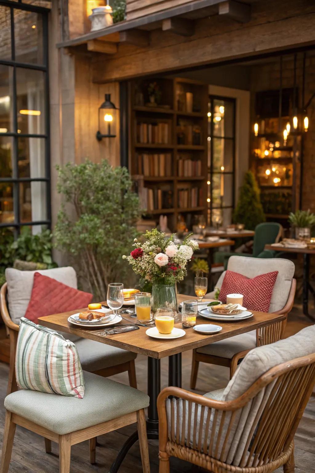 Comfortable seating setups encourage relaxed conversation.