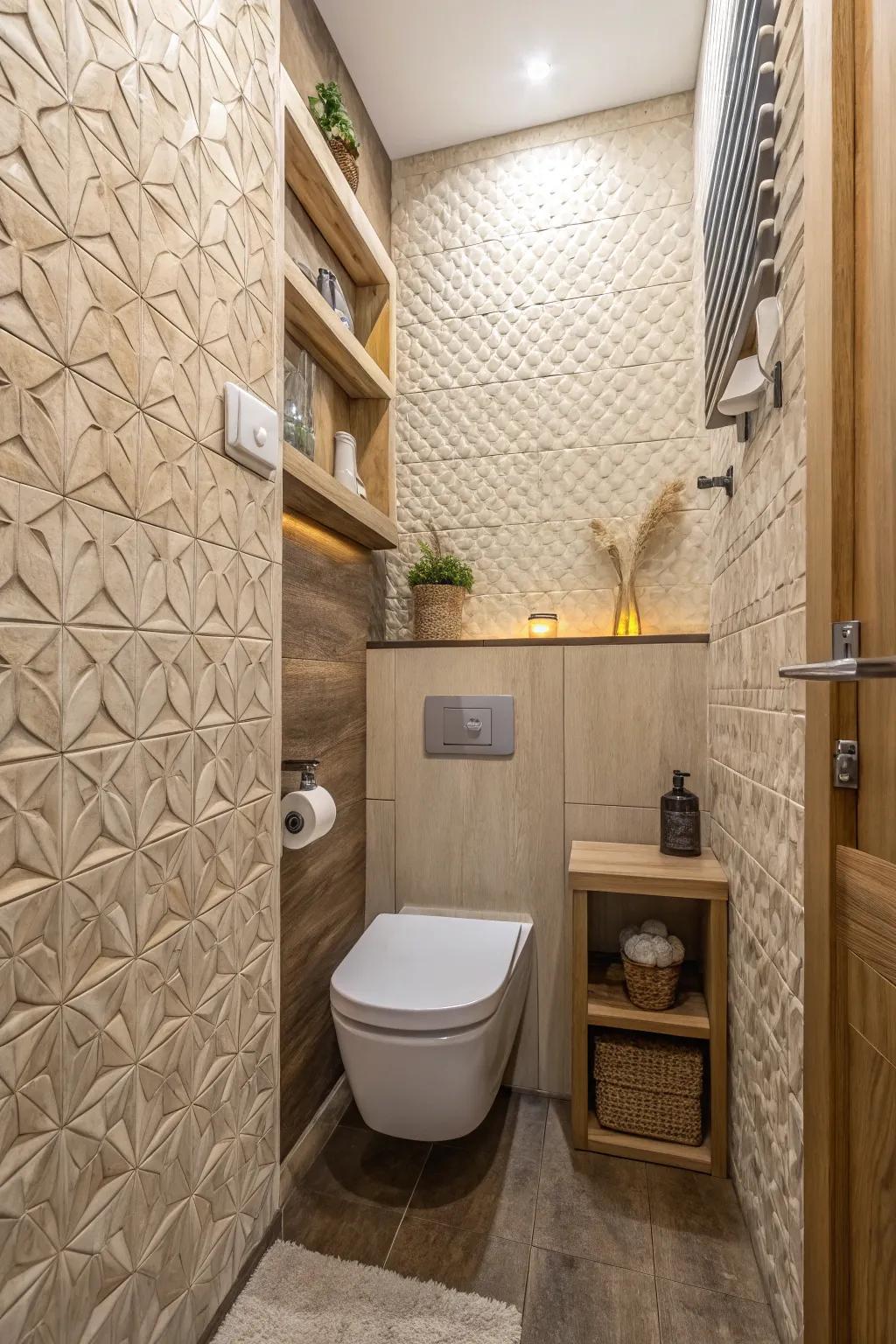 Walls with texture contribute dimension and intrigue to your bathroom.