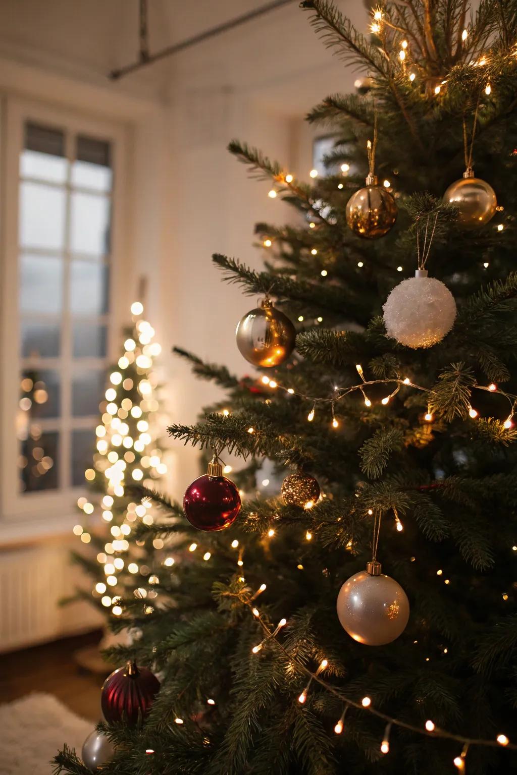 Strategic illumination heightens the tree's attributes.