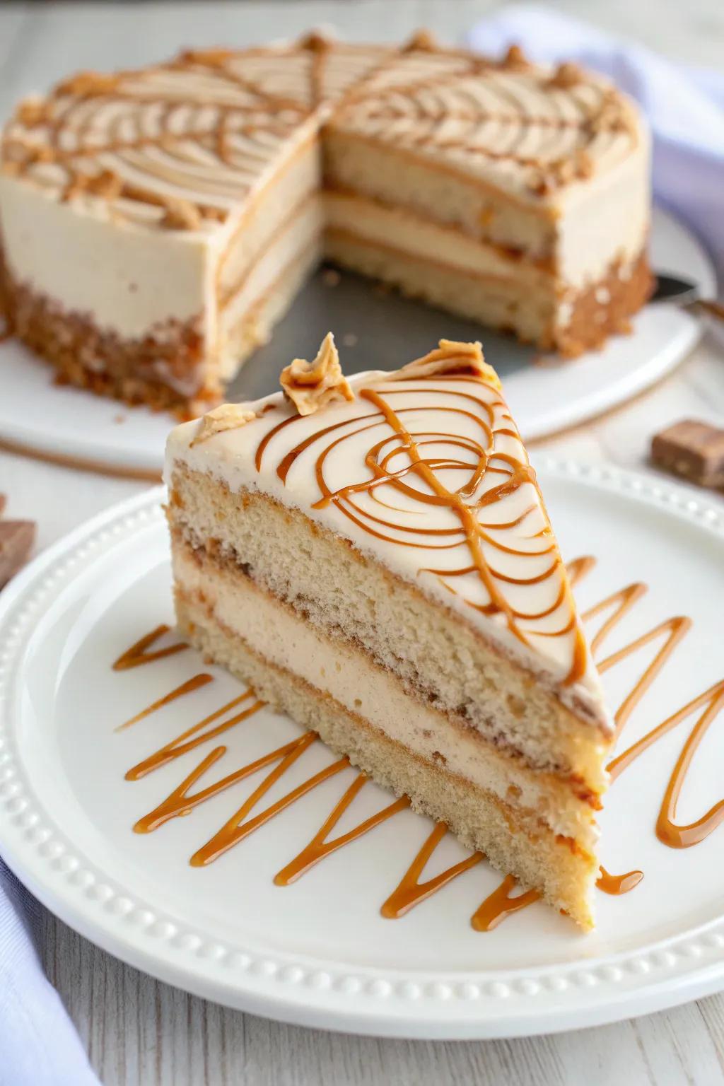 Caramel designs infuse sweetness and flair into your dessert.