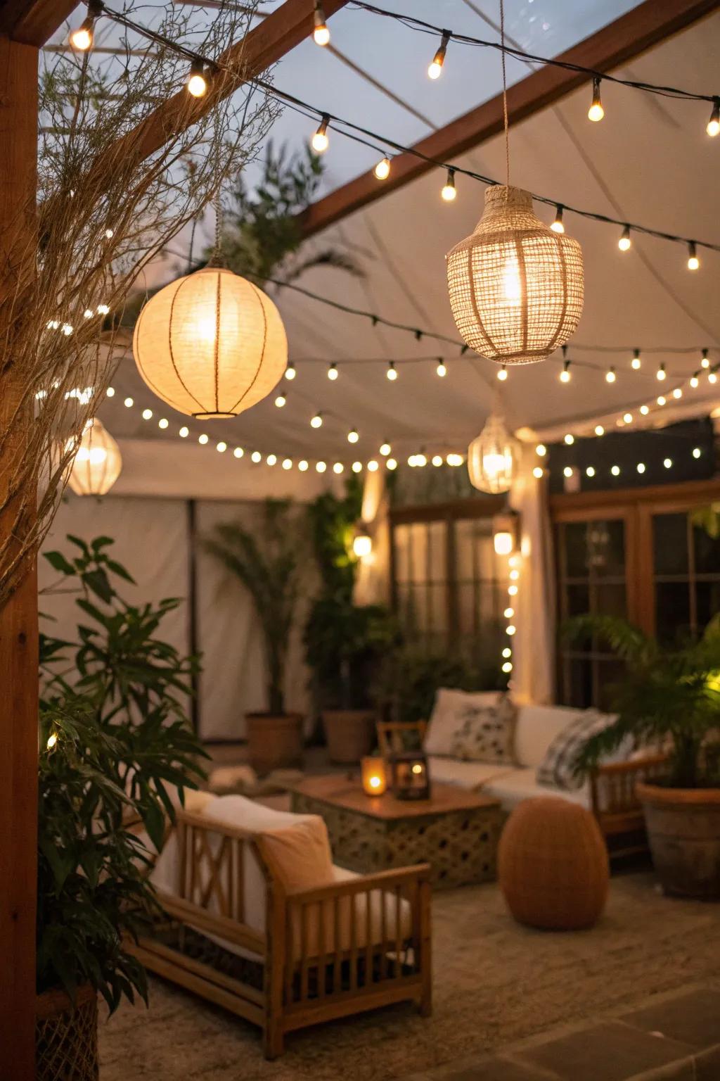 Layered lighting creates a magical ambiance in a California room.