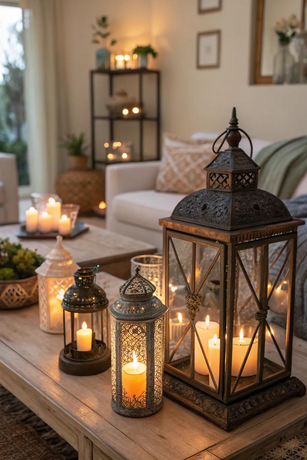 Any setting gains a snug touch from lanterns filled with lights.