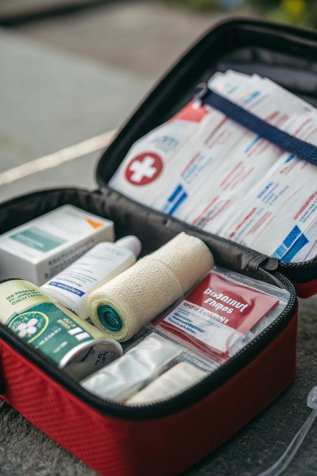 Be prepared with a compact first aid kit.