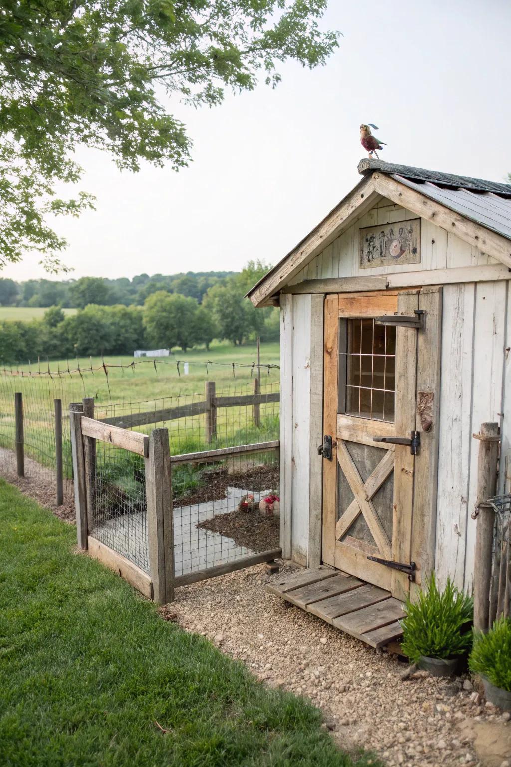 Reclaimed resources introduce singular character to your chicken coop.