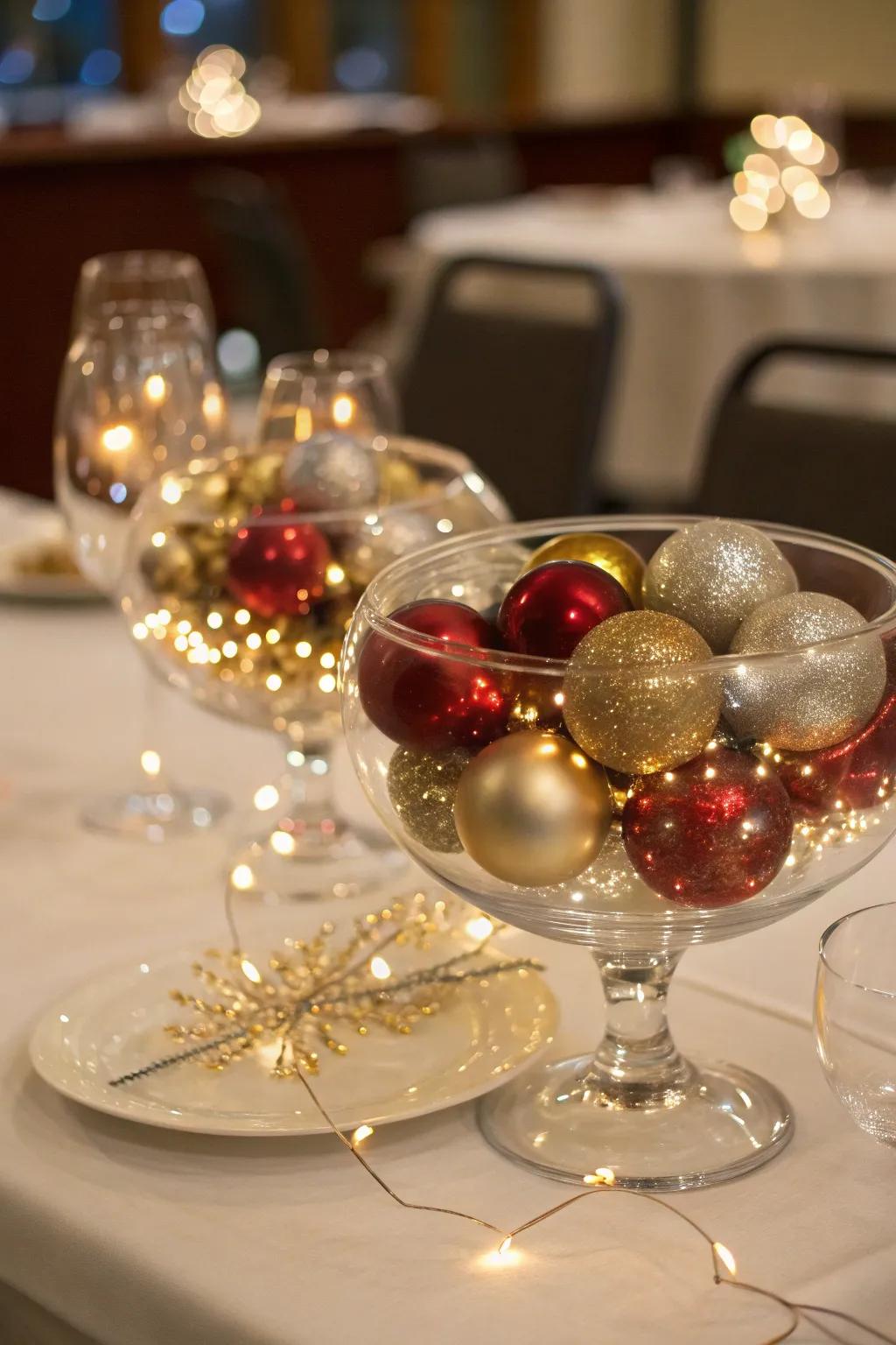 A celebratory centerpiece appending sparkle to festive dining.