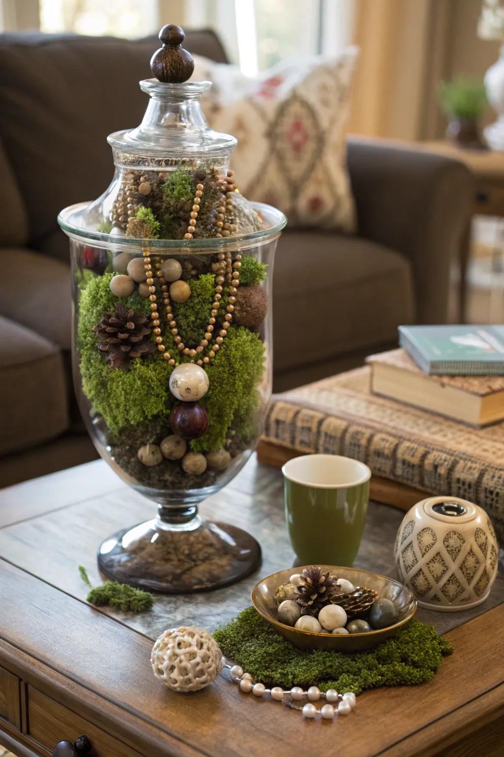 Create depth with graded ornamental elements.