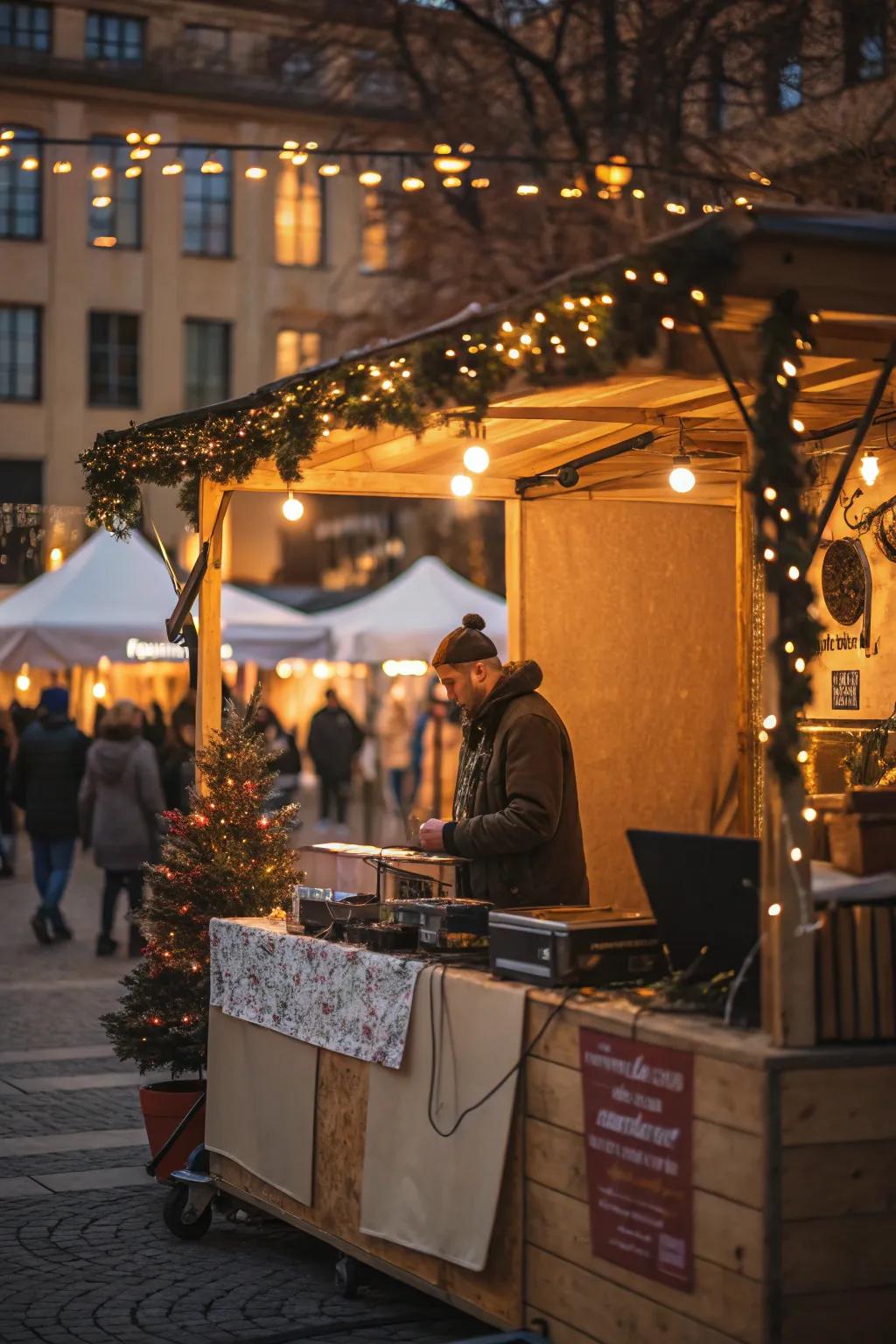 Seasonal music forges a celebratory atmosphere.