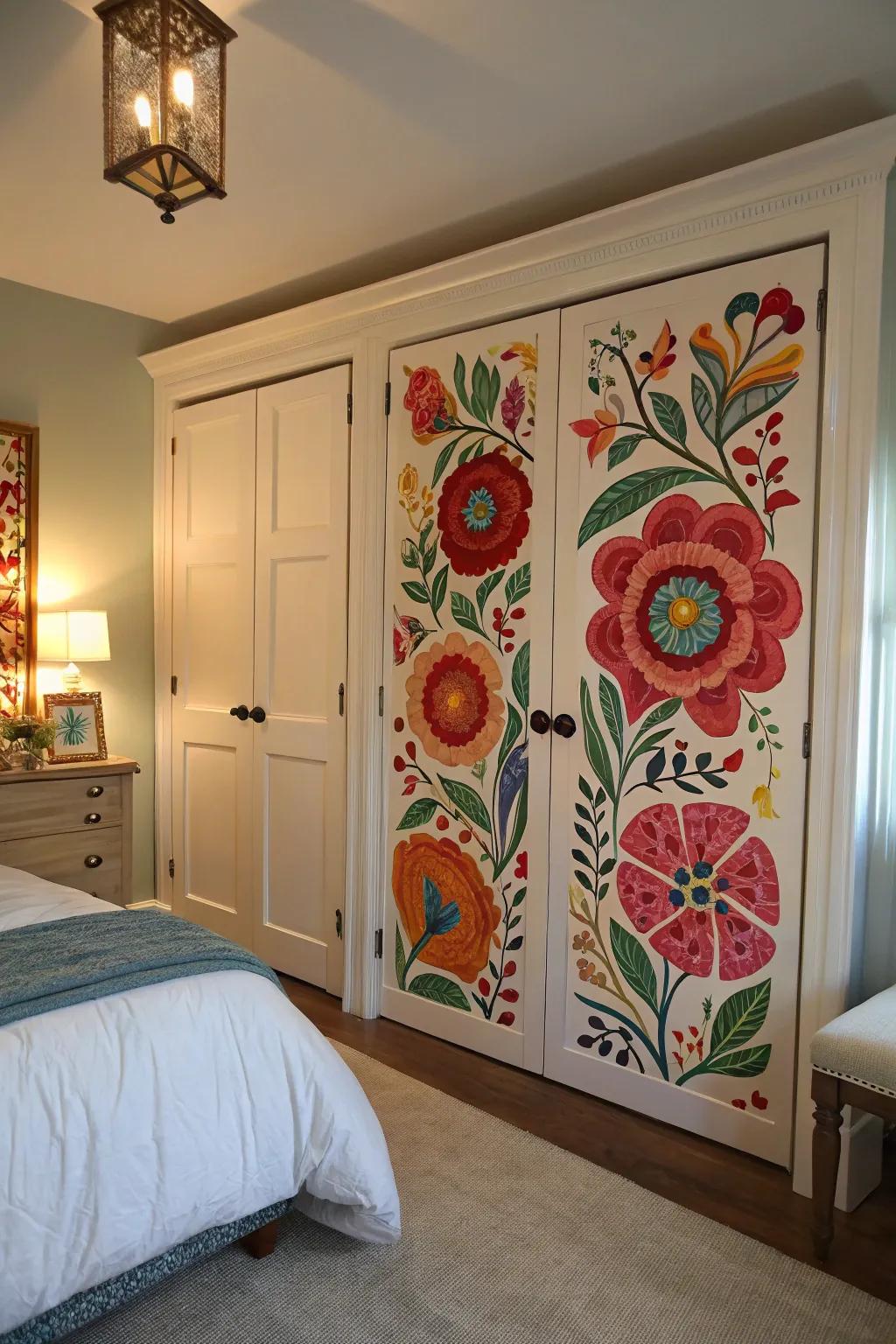 Audacious hues transmute doors into artistic pronouncements.