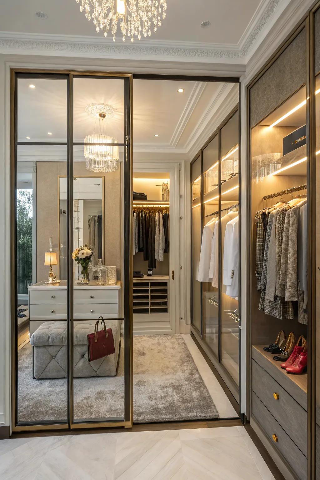 Glass doors offer elegance and visibility.