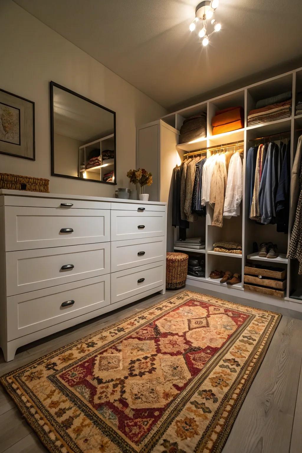 A cozy rug adds warmth and a personal touch.