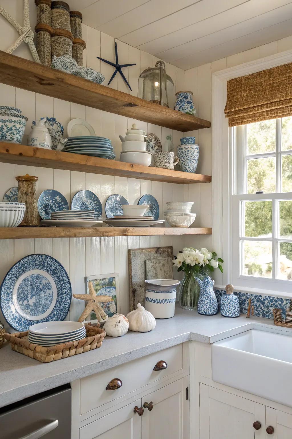 Display shelves show off personal style while keeping spaces airy.