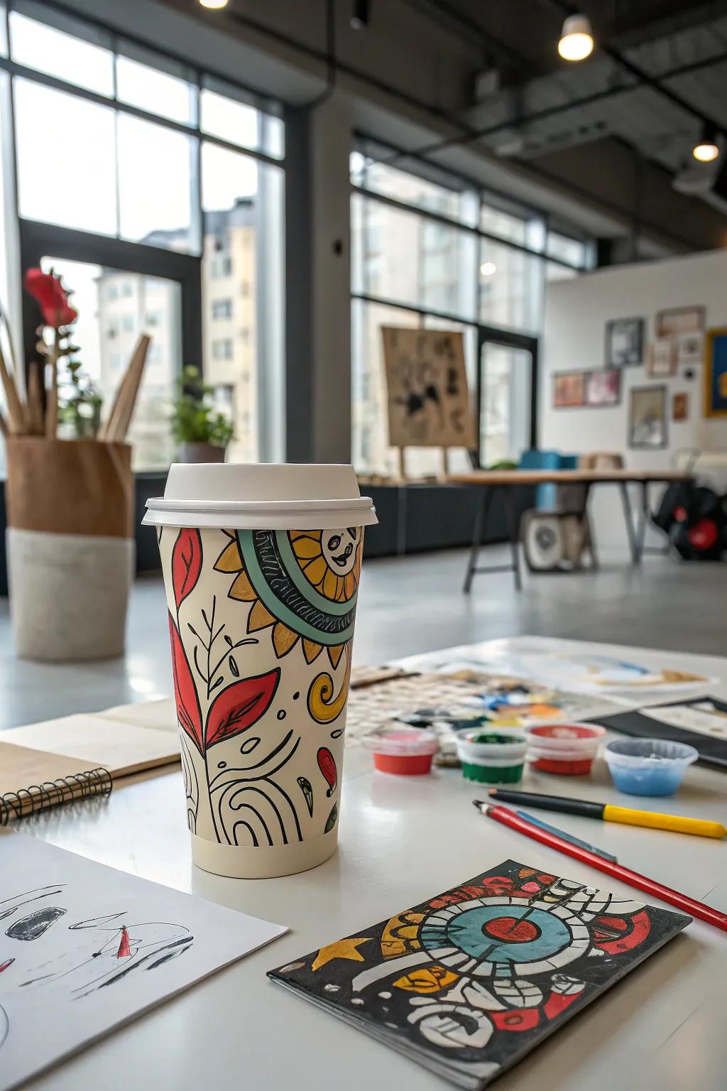 Fuel your artistic side using coffee cups that showcase conceptual art.