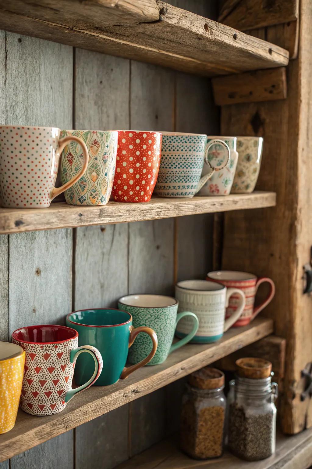 Mix and match mugs to create a unique collection.