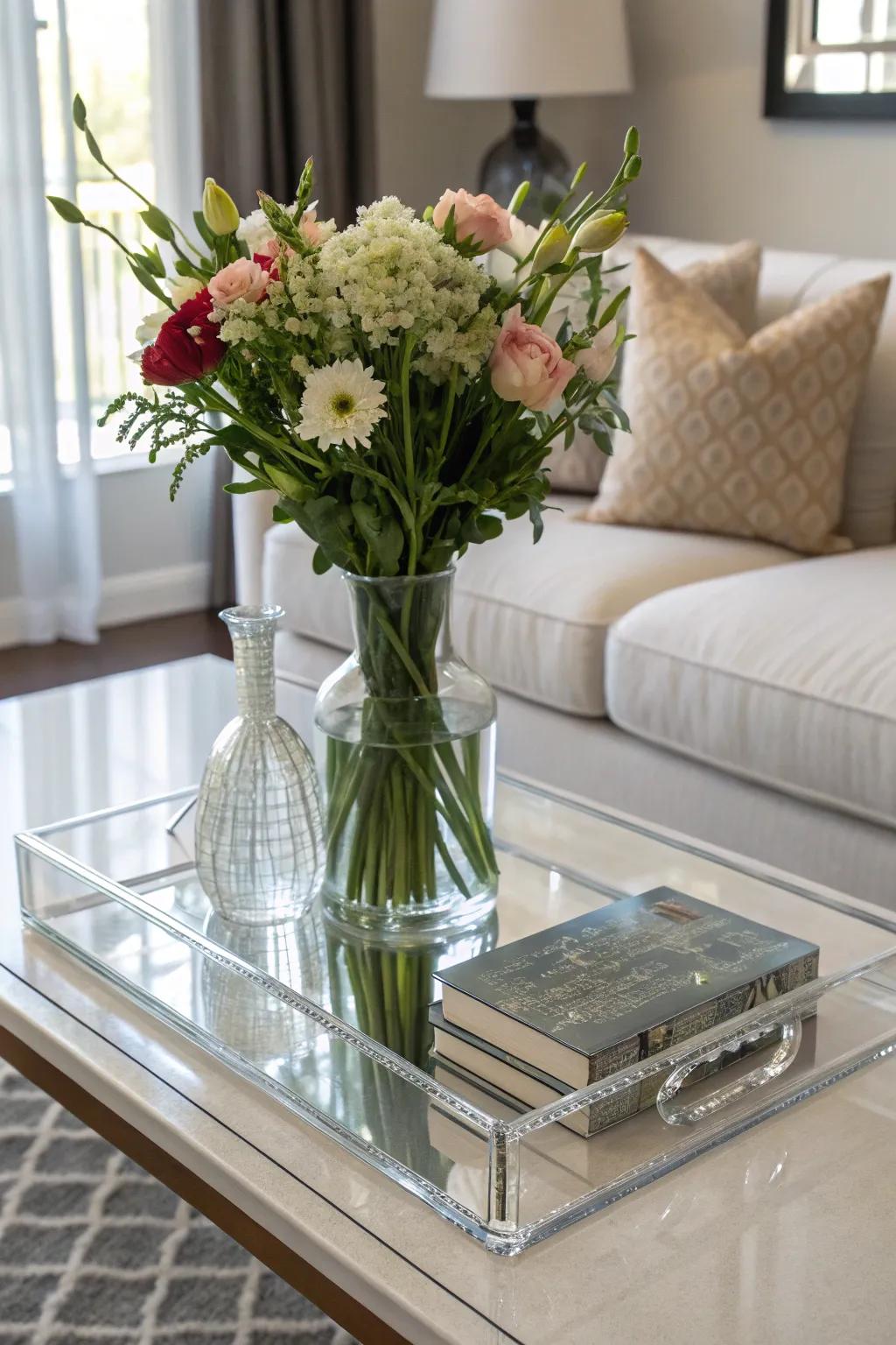 Unobscured accents add a sense of openness and light to your coffee table.