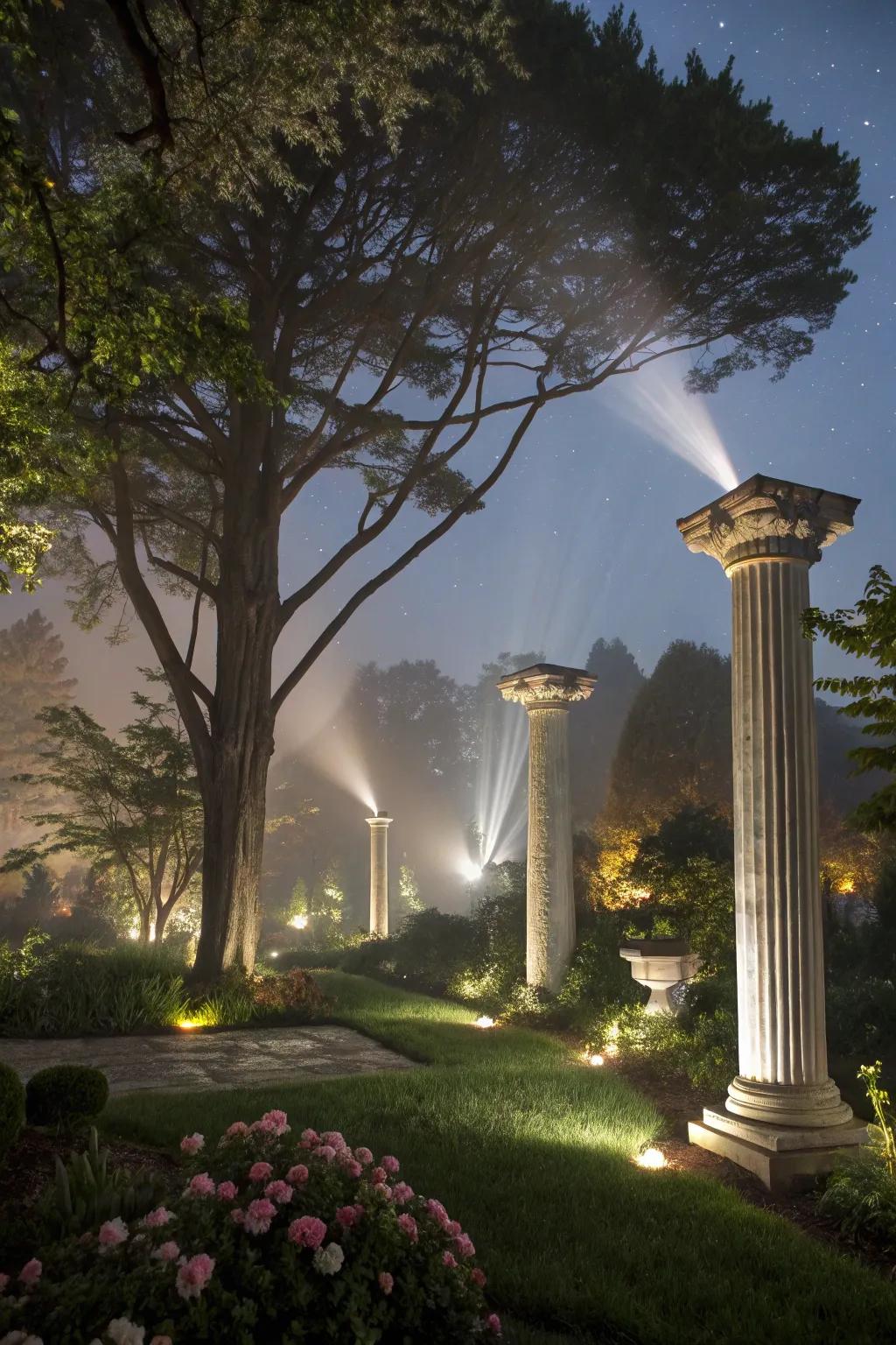 Showcase majestic trees with pillar lighting.