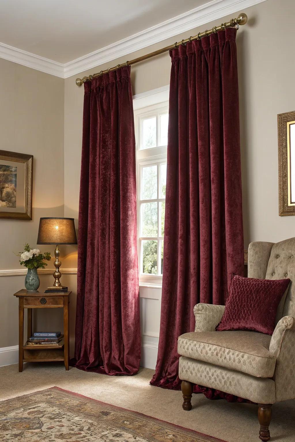 Thick drapes enhance both coziness and privacy in your space.