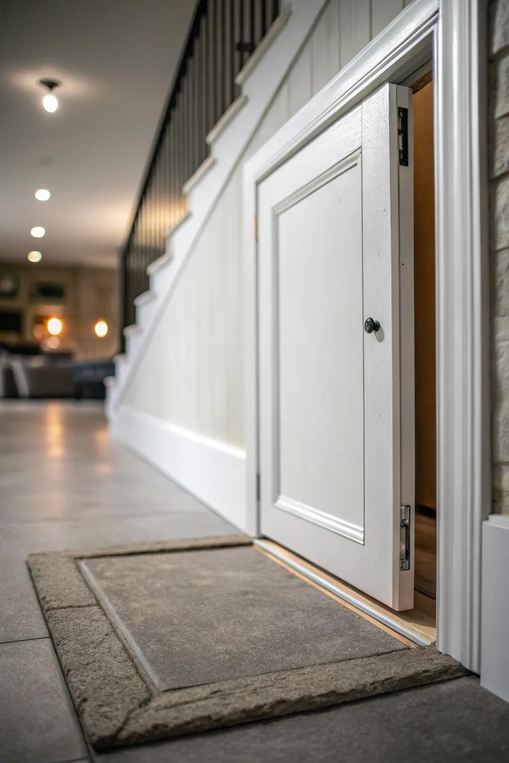 A hidden entrance offers discreet and functional access.