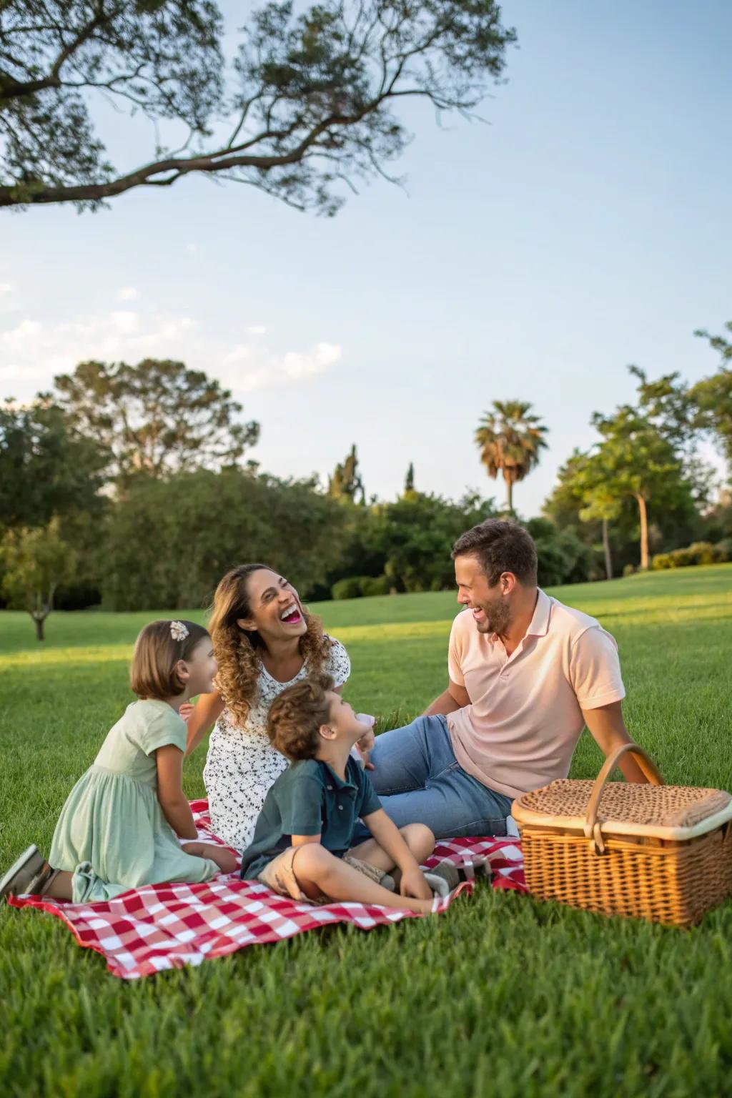 Picnics create a laid-back atmosphere, perfect for capturing genuine family moments.