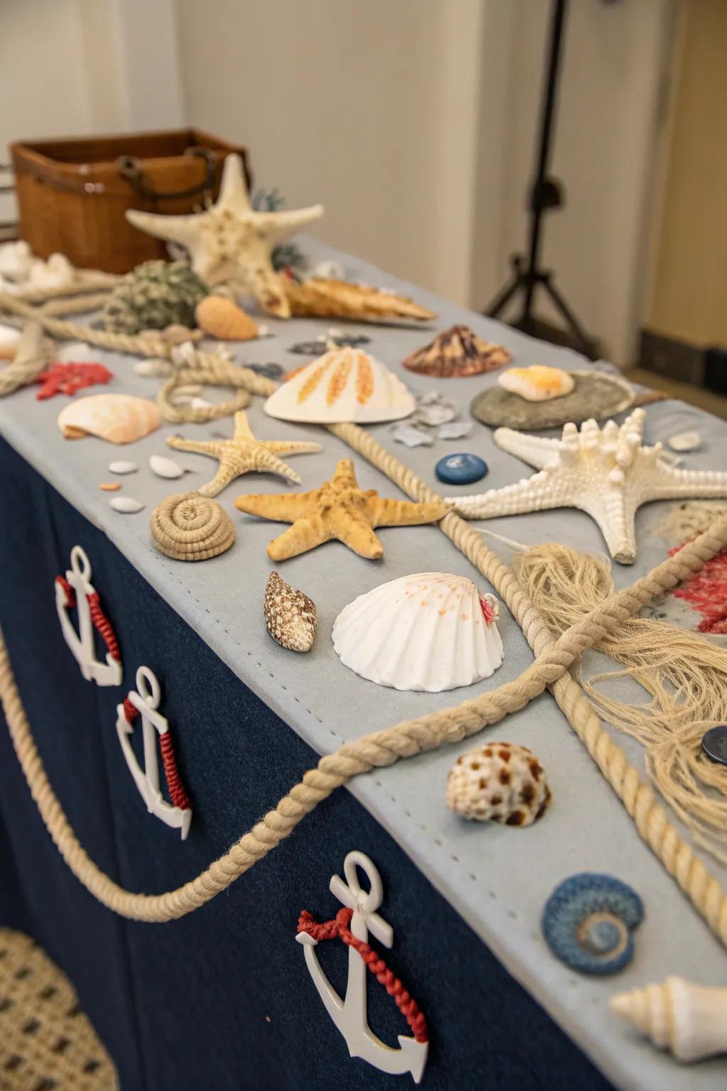 Seashells introduce the essence of the beach to your party decor.