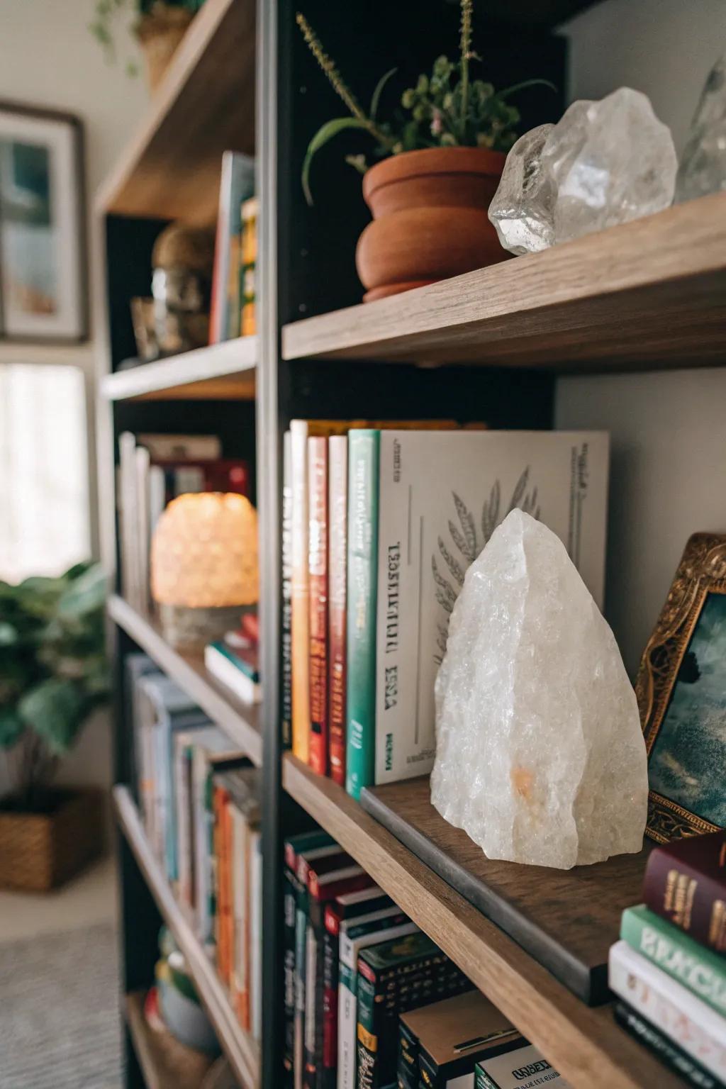 Gemstones as bookends make a unique and stylish library statement.